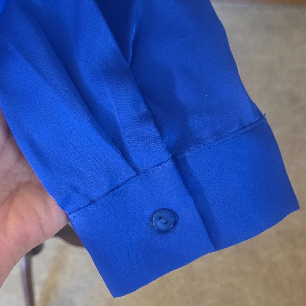 Skies Are Blue Vibrant Blue Button Down Shirt - Picture 4 of 5